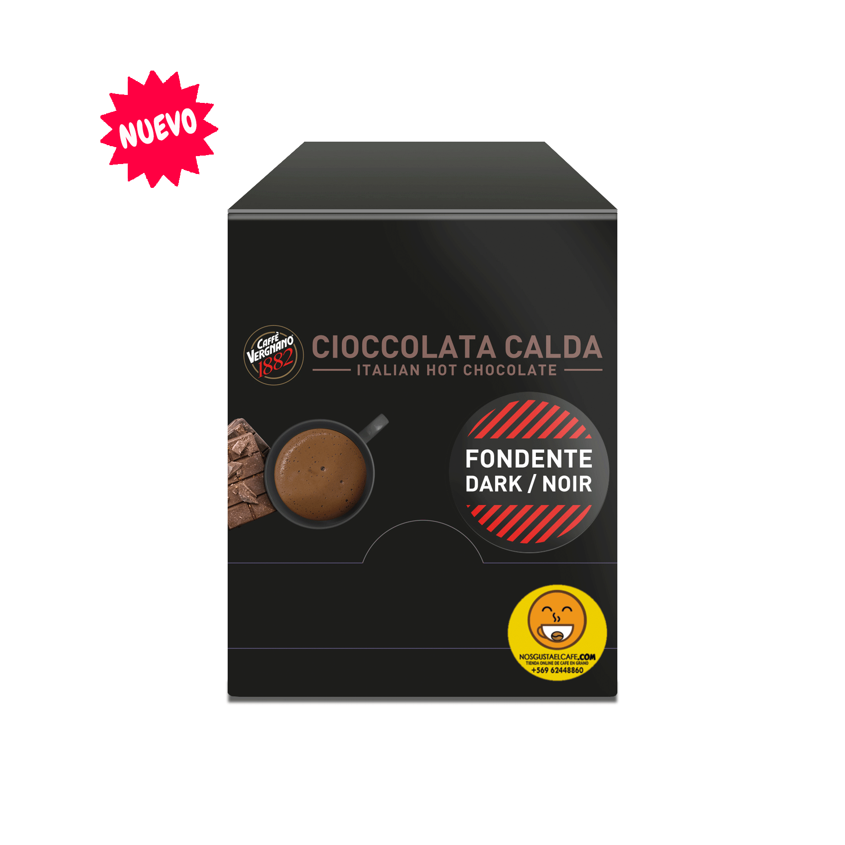 Chocolate caliente Vergnano sabor chocolate negro caja de 15 sobres de 30 gramos c/u