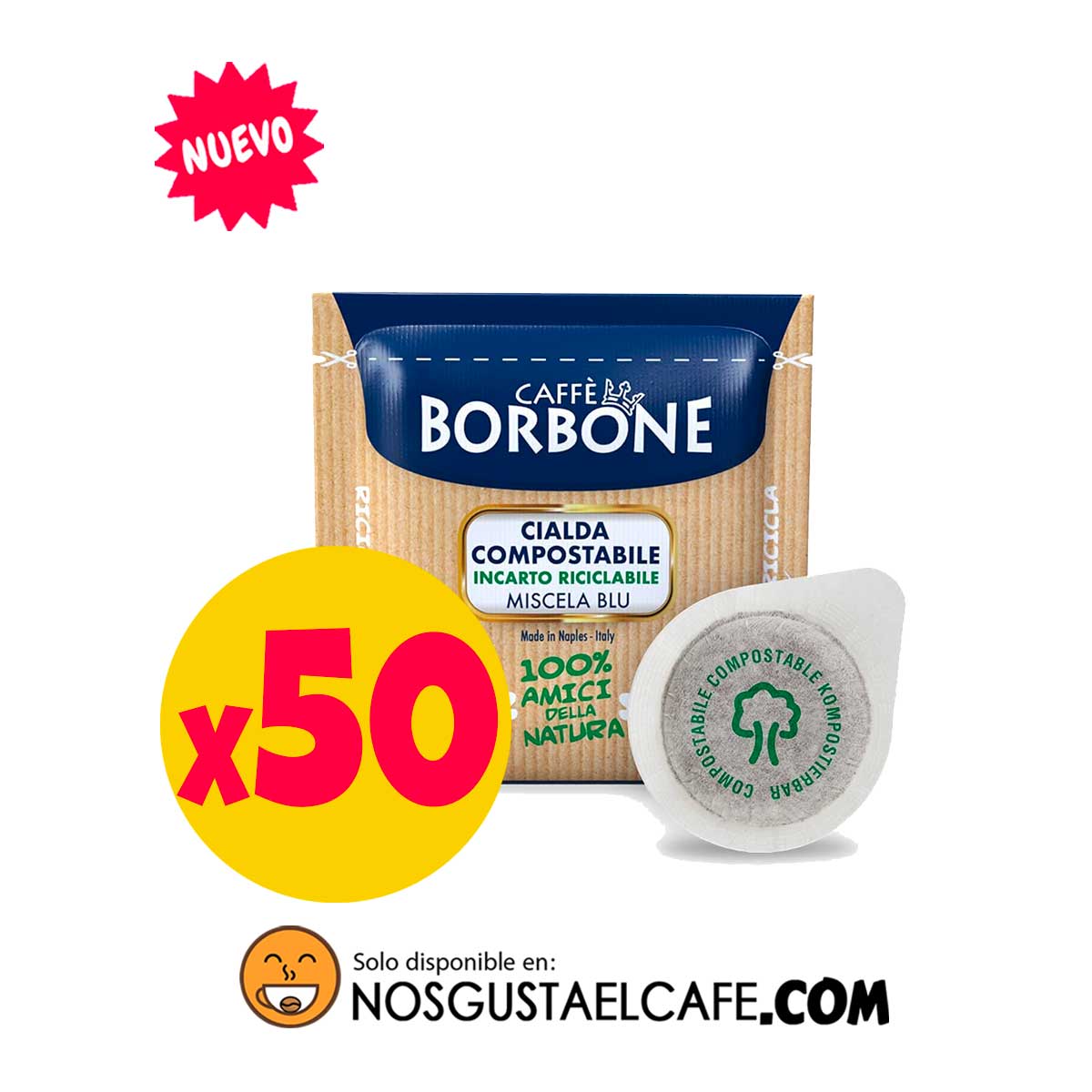 Pack 50 Pods E.S.E. Café Italiano Borbone Blu