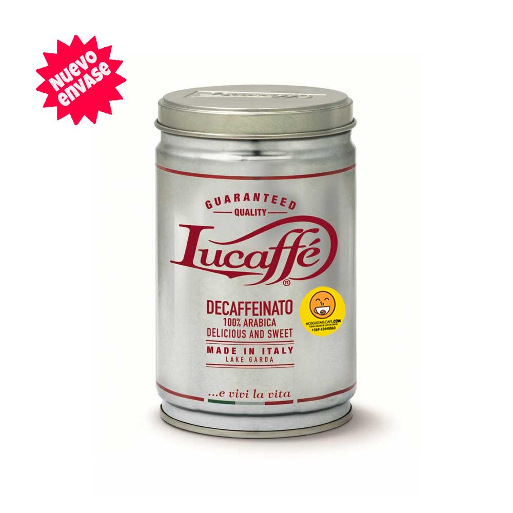 Café italiano Lucaffe descafeinado lata de 250 gramos
