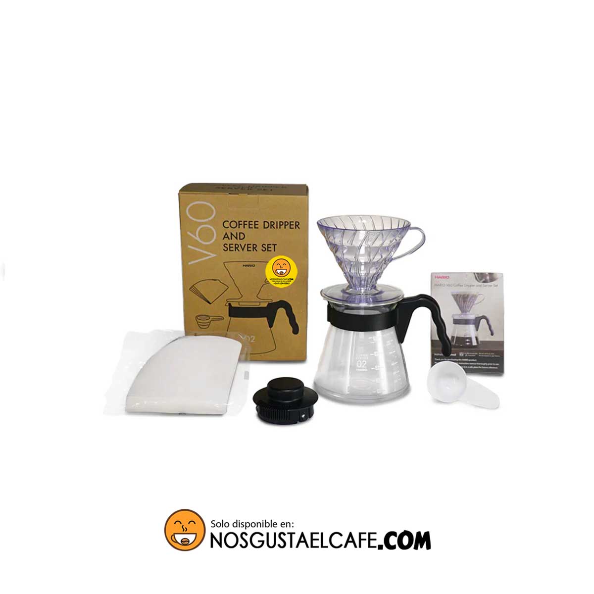 Kit Hario Dripper V60 02 acrílico + Jarra + Filtros