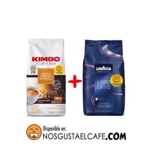 Pack 2 Kg de café en grano Lavazza + Kimbo