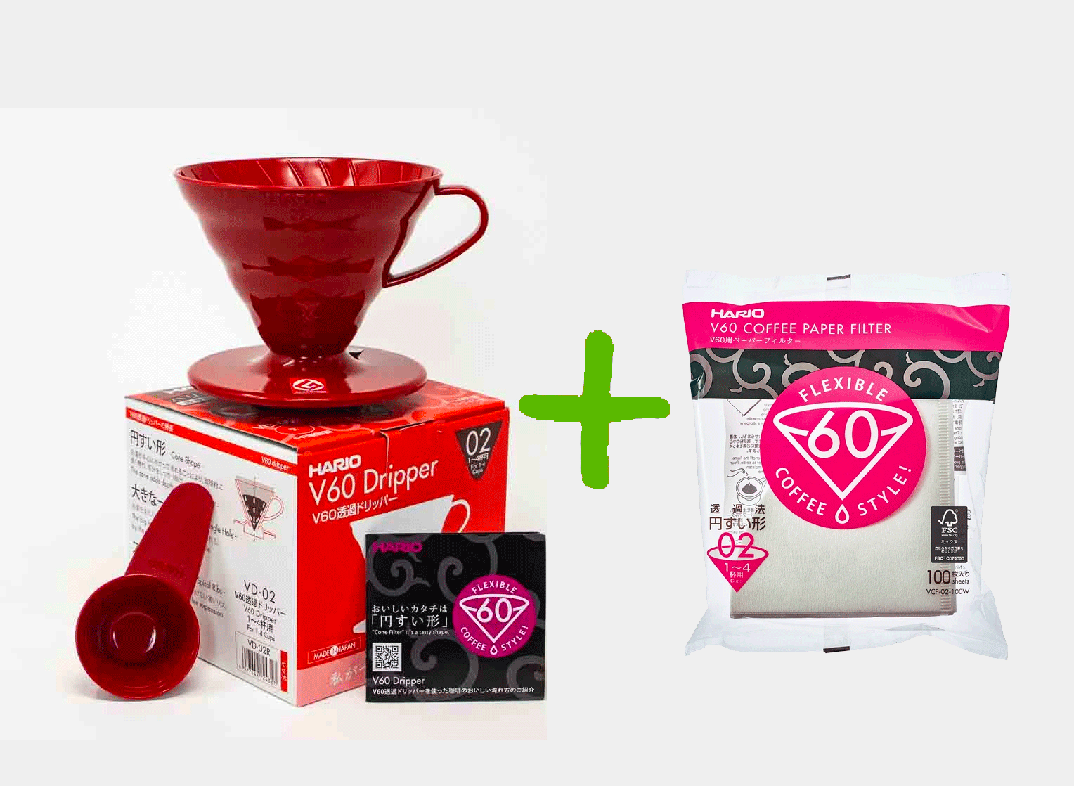 Set Hario dripper/portafiltro + 100 Filtros de papel V60 02