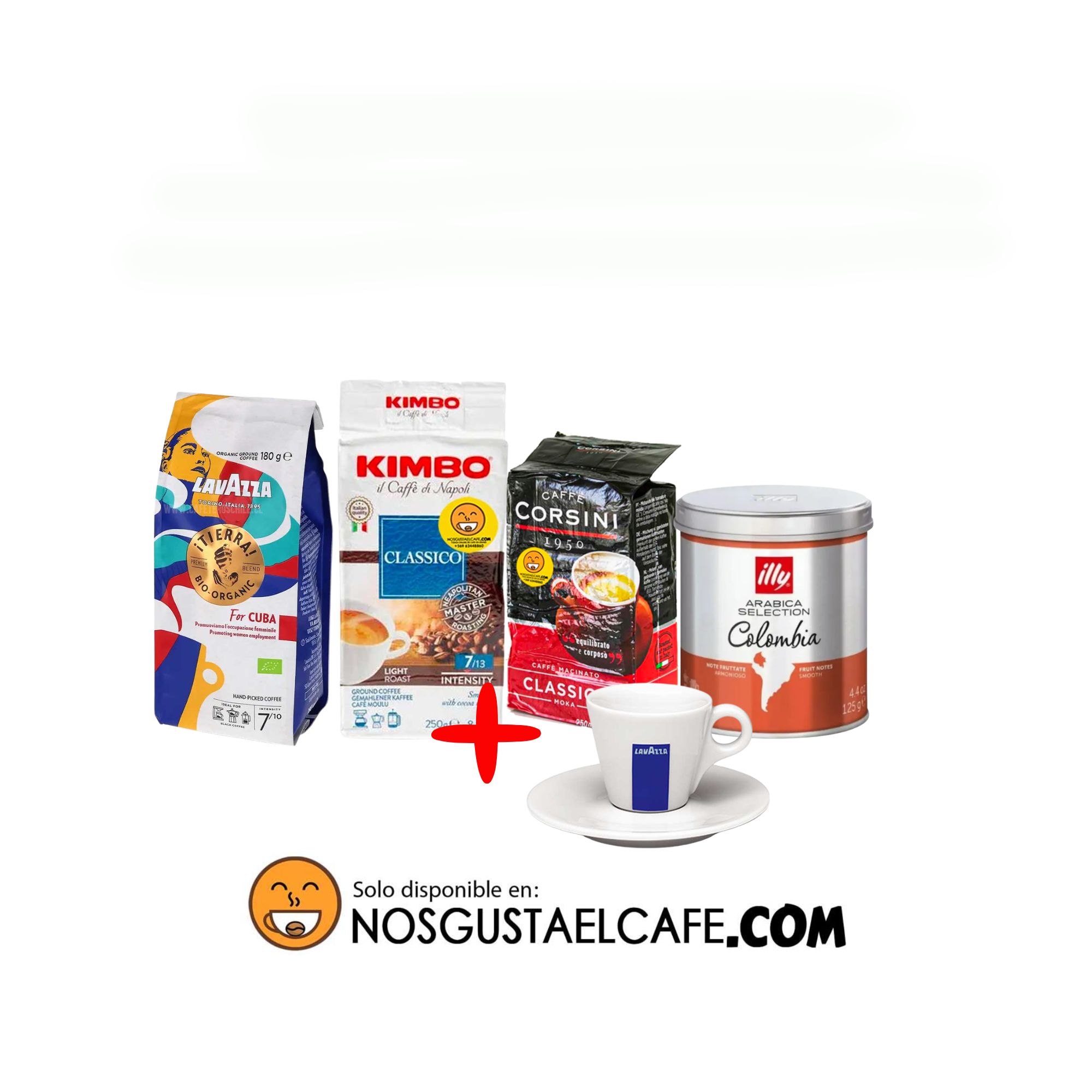 Set de café italiano premium molido + Taza espresso