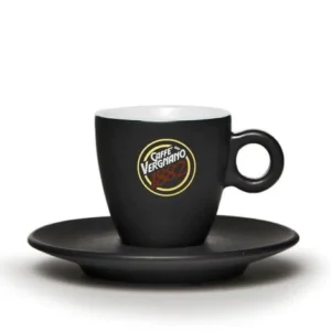 Taza de café tamaño espresso Vergnano, porcelana negra terminación mate, 60 ml