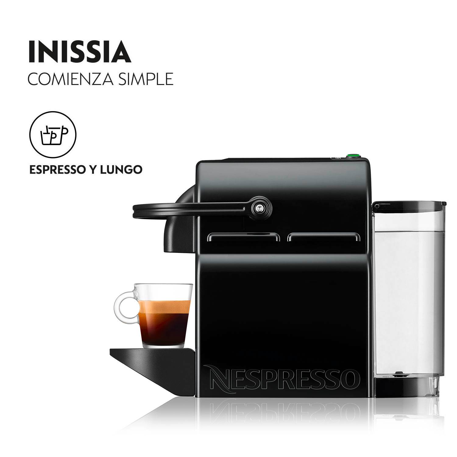 Cafetera Nespresso Inissia Negra 0,7 litros + Espumador Aeroccino + pack 40 cápsulas Kimbo - Image 3