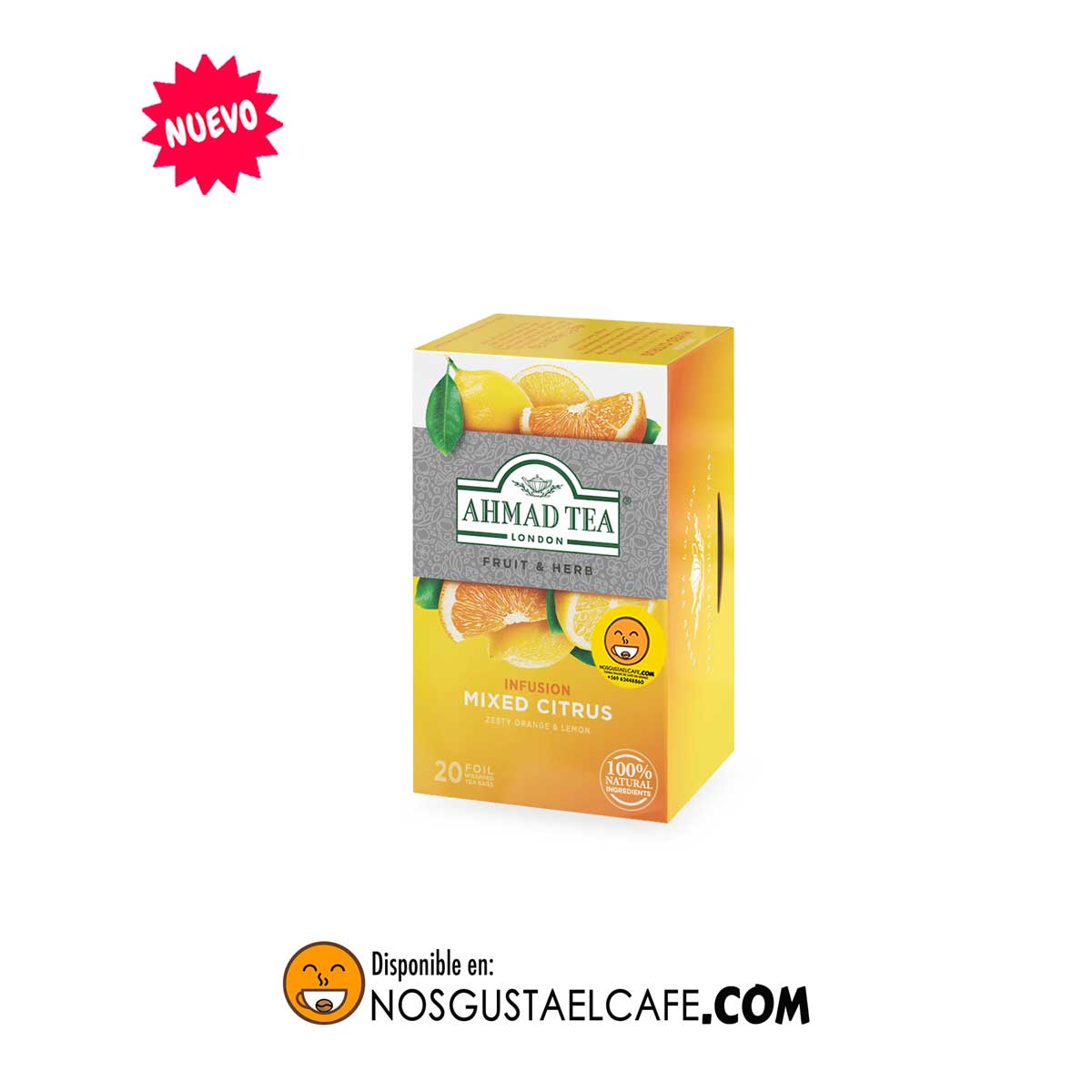 Infusión Ahmad Mix Cítricos, caja de 20 bolsas