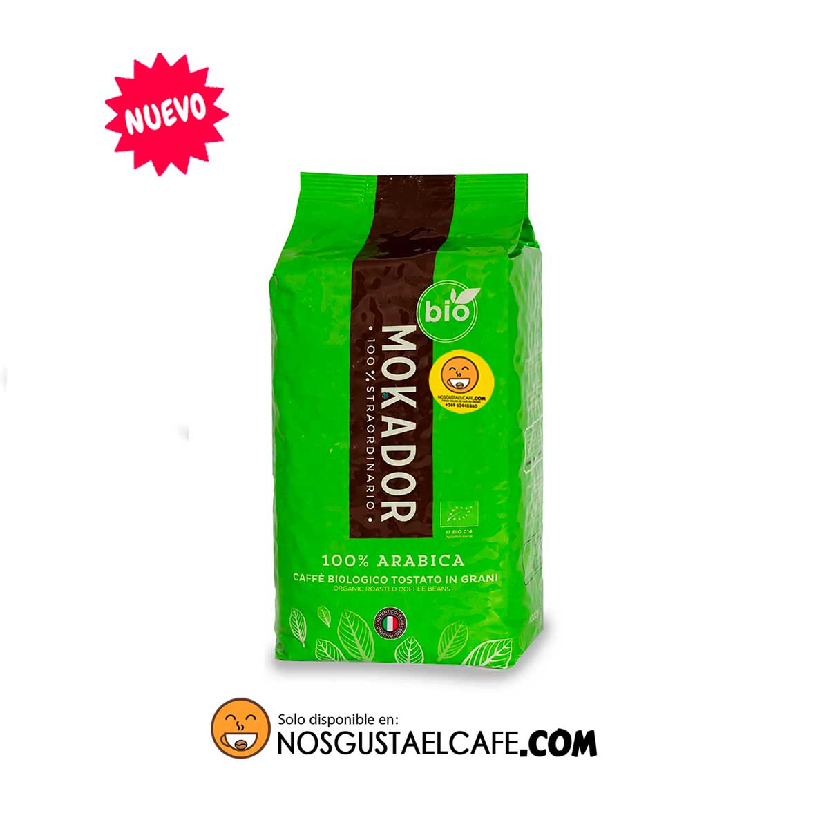 Café italiano Mokador Bio Orgánico, 1 Kg en grano