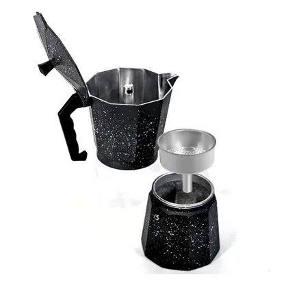 Cafetera Italiana negra Simplit, terminación granito, 12 tazas - Image 4