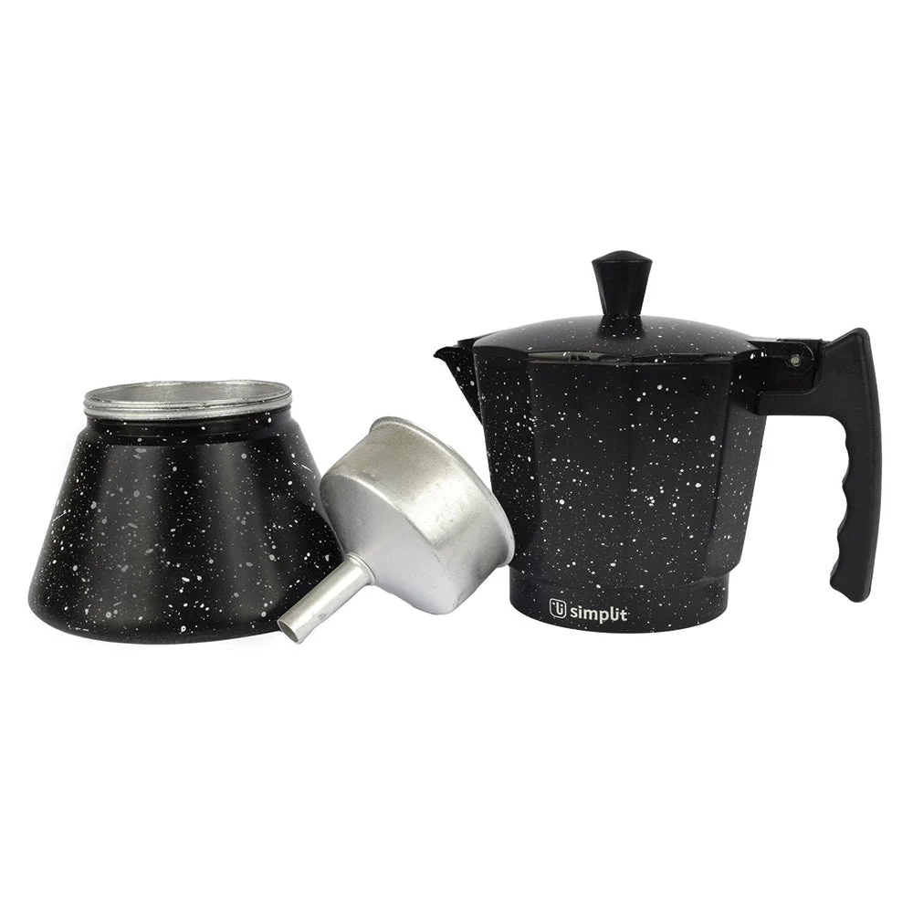 Cafetera Italiana negra Simplit, terminación granito, 12 tazas - Image 6