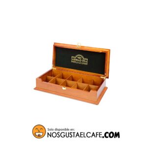 Caja de té madera Ahmad + 100 bolsas surtidas de regalo