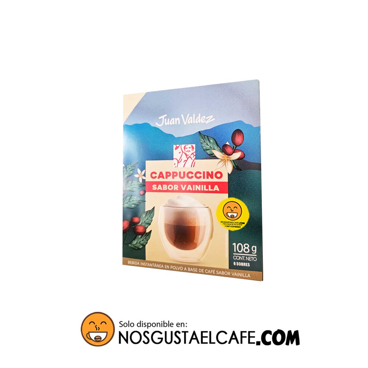 Café cappuccino instantáneo vainilla Juan Valdez, 6 sobres