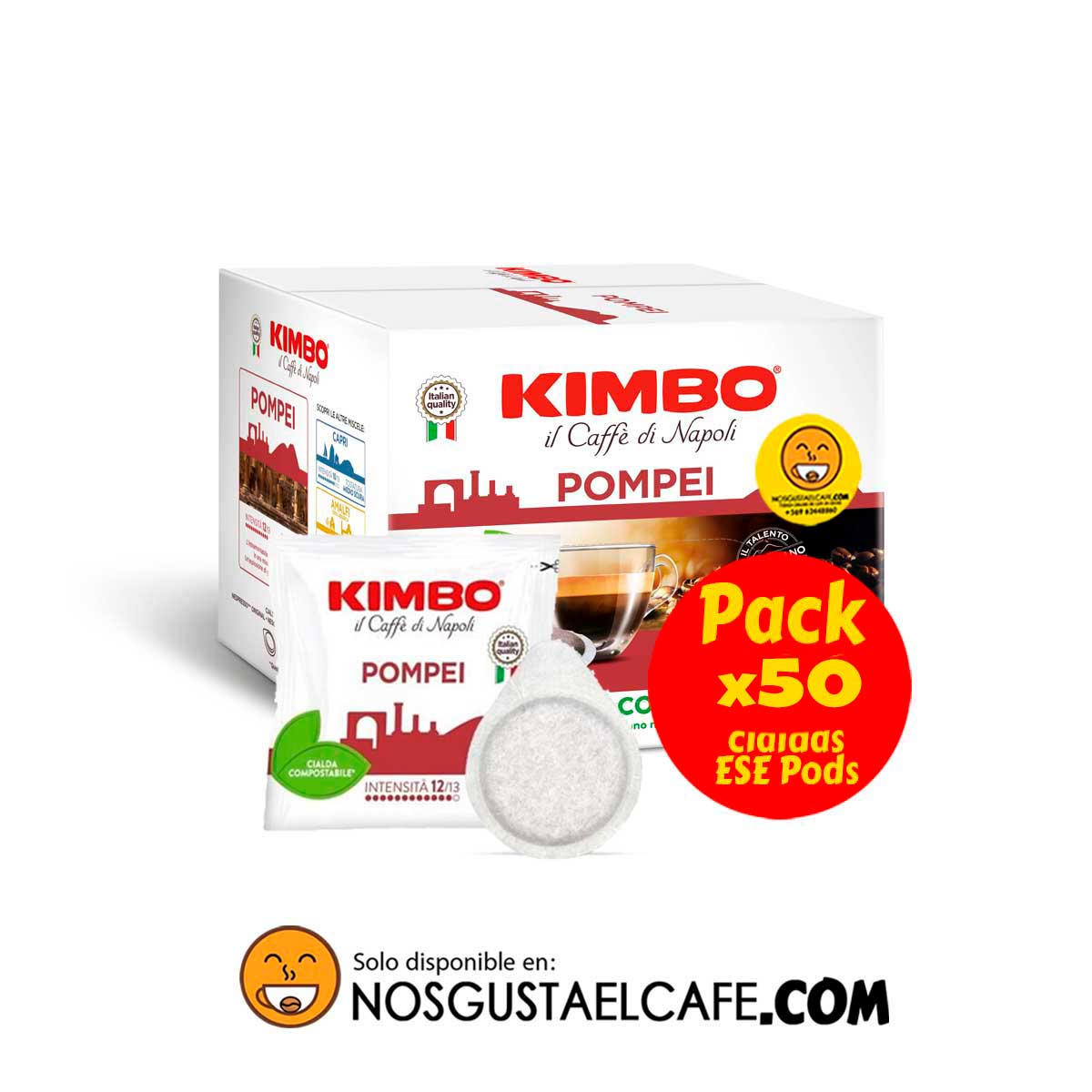 Pack 50 unidades cialdas ESE Pods Kimbo Pompei
