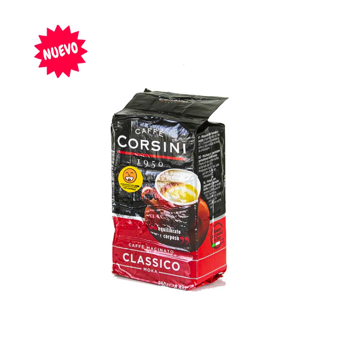 Café italiano Corsini Classico Moka, 250 gramos, molido