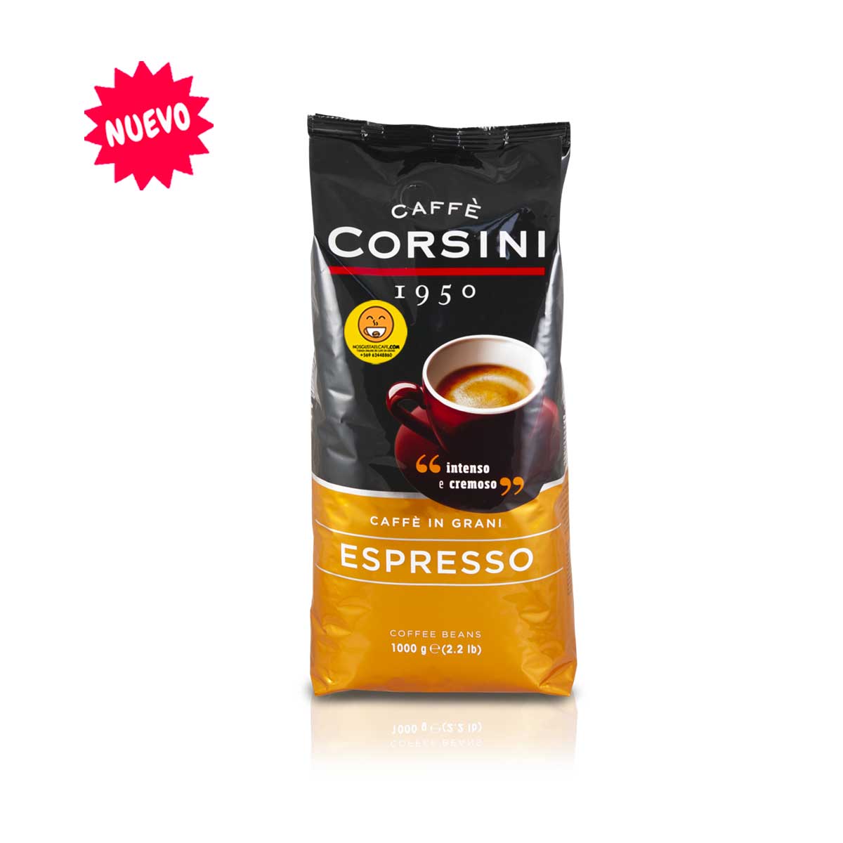 Café italiano Corsini Espresso, variedad Intenso y Cremoso, 1 Kilo, en grano entero