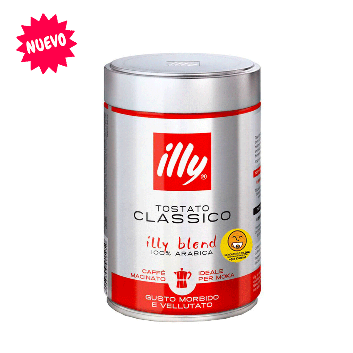 Café italiano Illy Classico para cafetera moka 100% Arábica, lata de 250 grs, molido