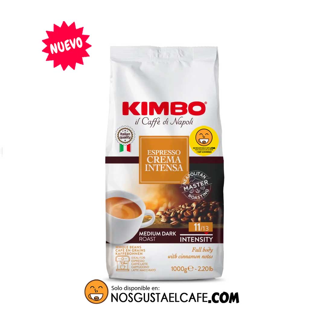 Café Kimbo Espresso Crema Intensa, 1 Kg en grano entero