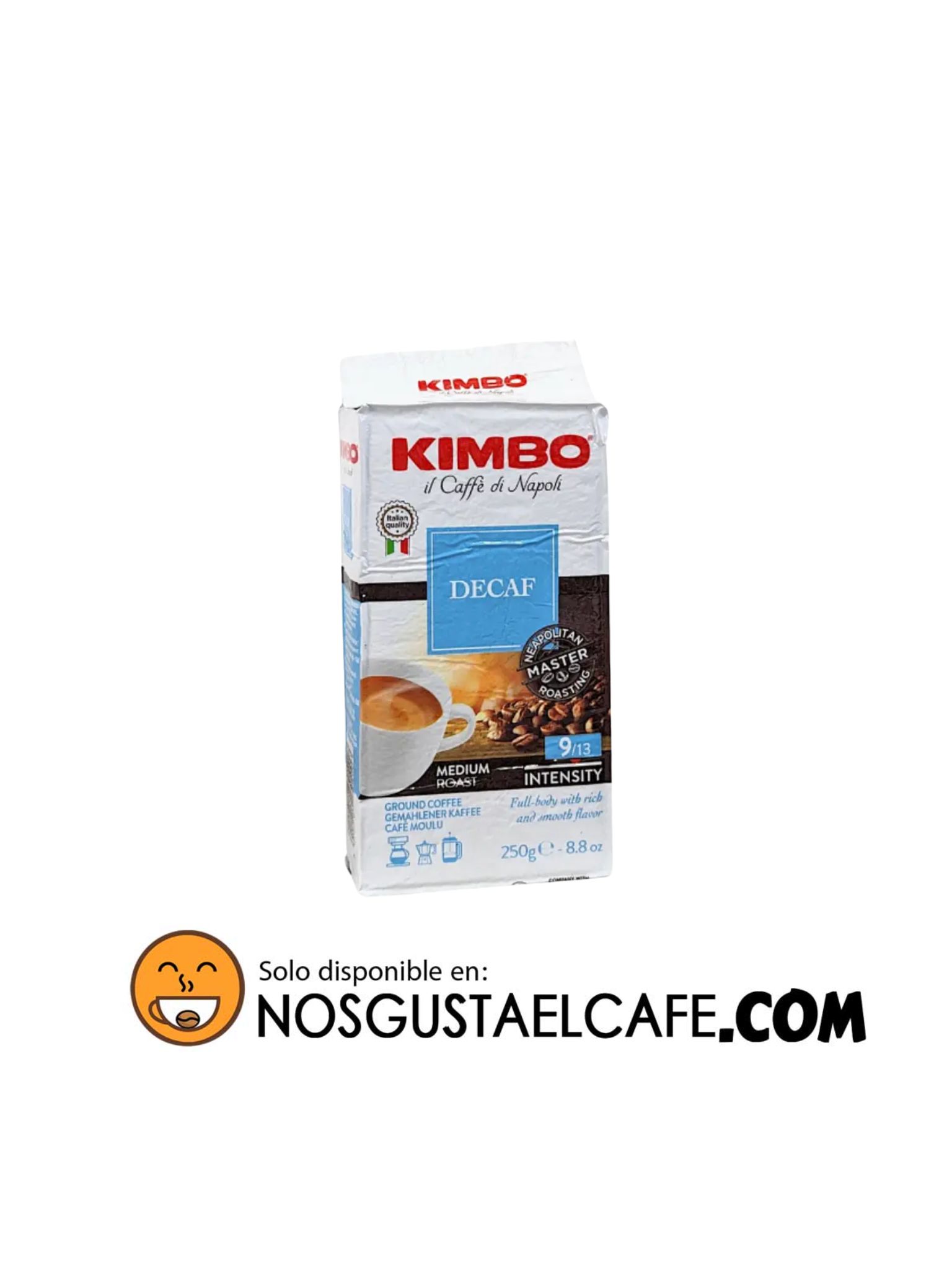 Café Kimbo Filtro Descafeinado, 250 grs. molido