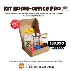 Kit Home-Office Pro: Prensa 600 ml + 2 variedades de café + 2 chocolates