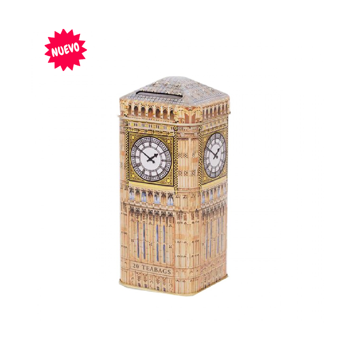 Té inglés Ahmad Alcancía London, Big Ben Money Box, variedad English Breakfast 20 bolsitas