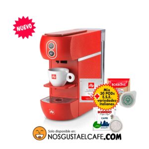 Cafetera Illy Cialdas Sistema E.S.E. pods Rojo + 30 cialdas variedades italianas