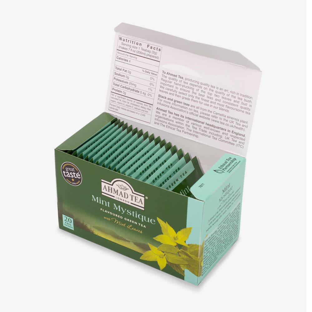 Té verde con Menta Ahmad/ Mint Mystique Green Tea, caja de 20 bolsas - Image 2