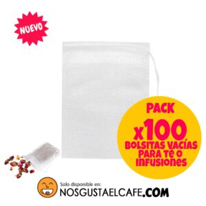 Pack 100 bolsitas vacías para té o infusiones, de tela ecológica, 7x 5.5 cm