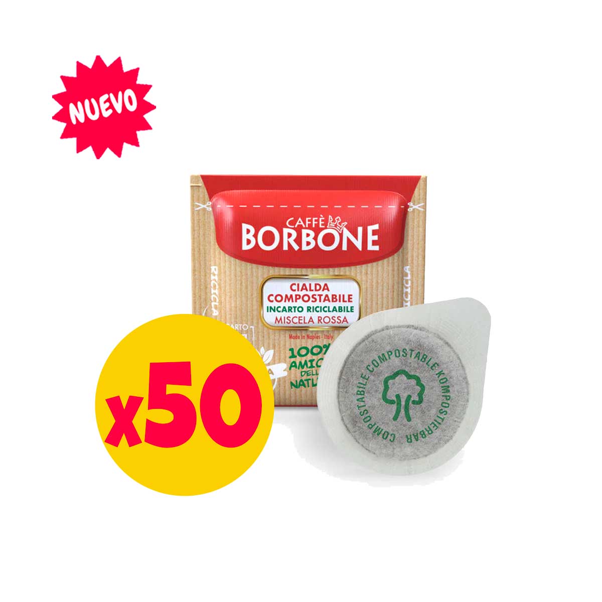 Pack 50 Pods E.S.E. Café napolitano Borbone Rossa