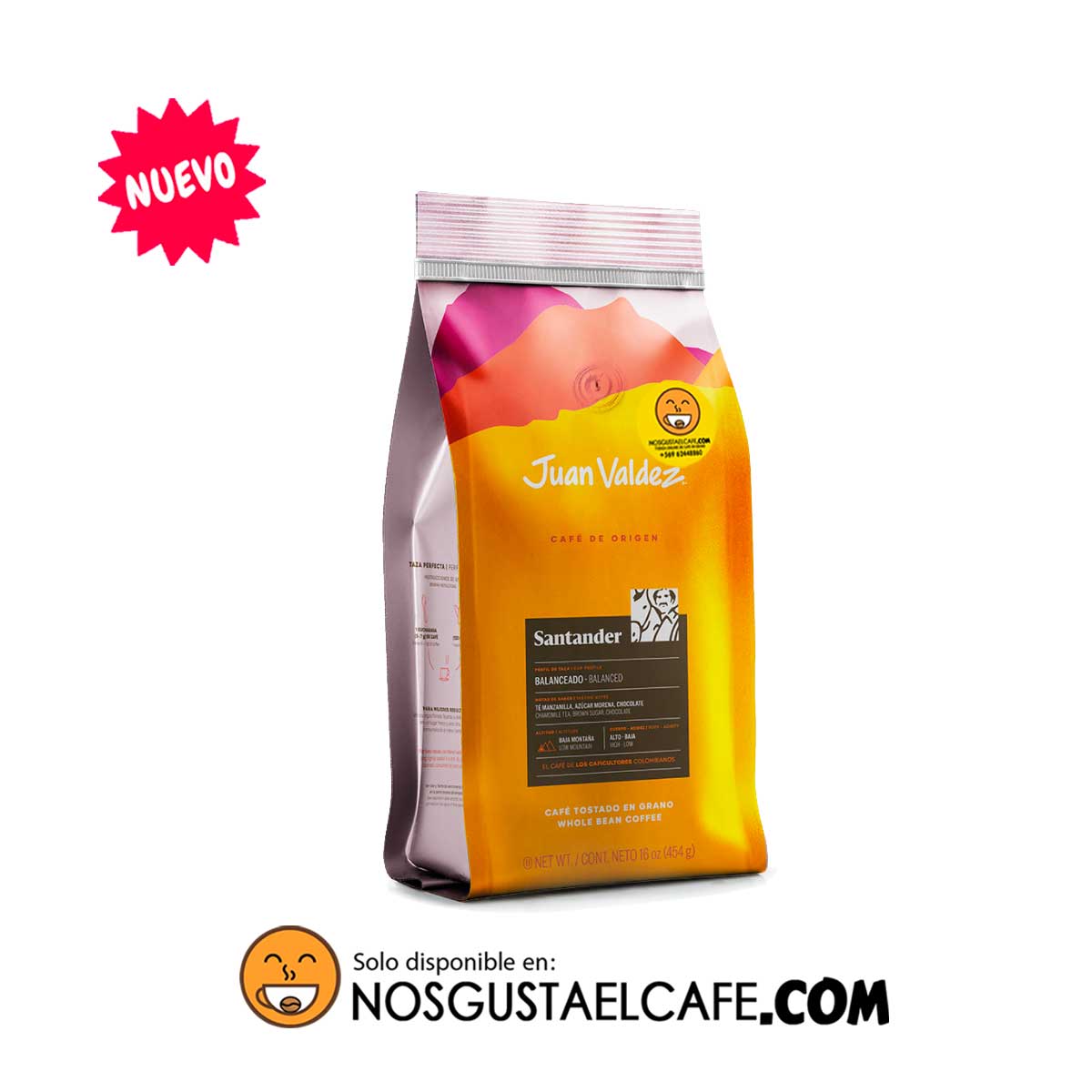 Café Juan Valdez Santander, línea Orígenes, 454 grs. en grano