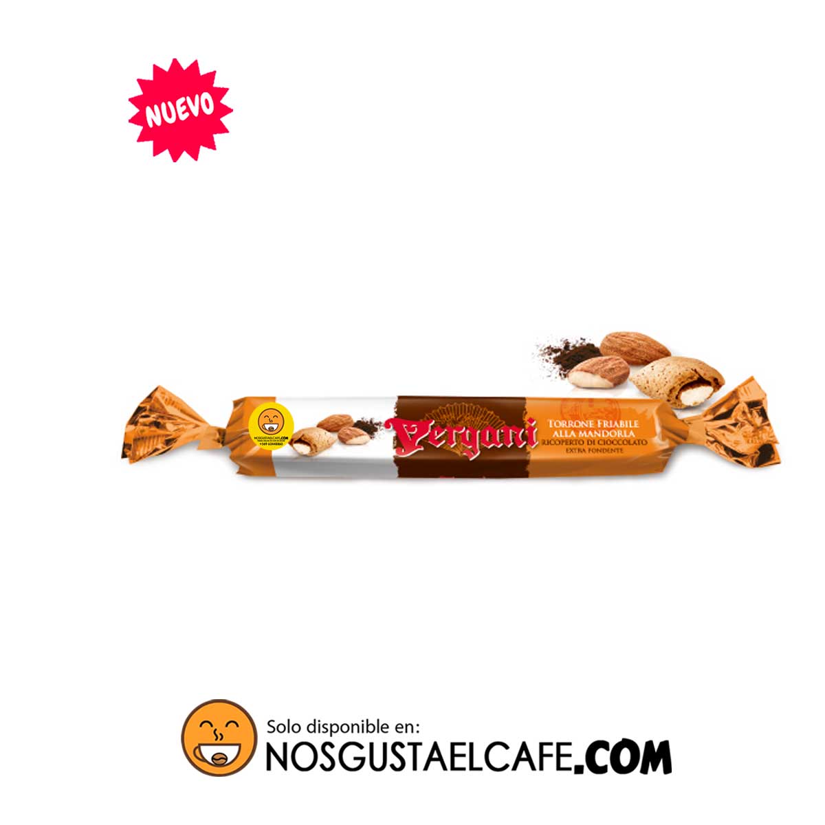Turrón italiano Vergani recubierto de chocolate 100 grs.