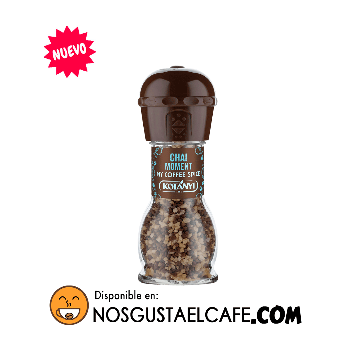 Aderezo saborizante para café y preparaciones Kotanyi My Coffee Spice, sabor Chai Moment con molinillo incorporado
