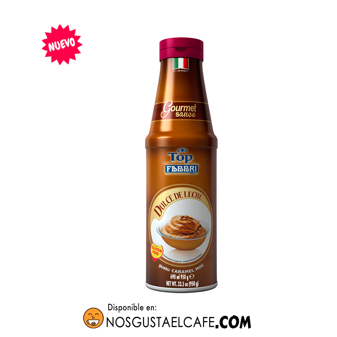 Salsa saborizante Gourmet marca italiana Fabbri sabor Café, botella de 950 gramos