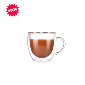 Tazón Mug de doble pared, vidrio borosilicato, capacidad de 250 ml
